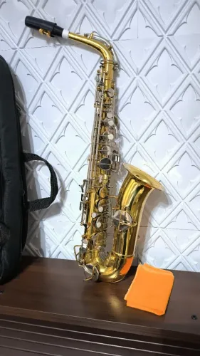 Saxofone Alto Mib Scavone Vintage Dourado Com Níquelado