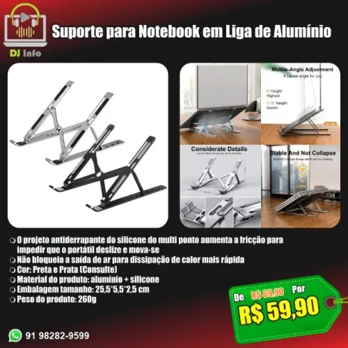 Suporte para Notebook em Liga de Alumínio