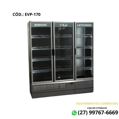 Expositor Refrigerado Auto Serviço Polar 1,70m 3 Portas - Polar