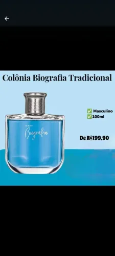 Colônia Biografia Tradicional Natura Masculino 100ml