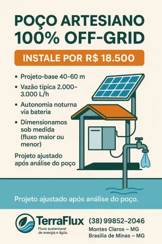Poço Artesiano 100% Off-Grid instale o seu por R$ 18.500
