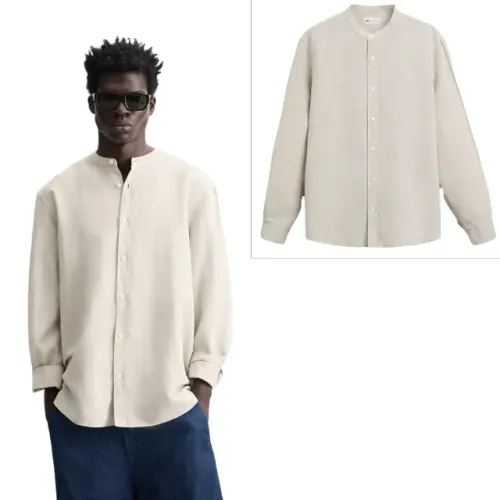 Camisa Zara Linho/Algodão Masculina Original Tamanho M Bege