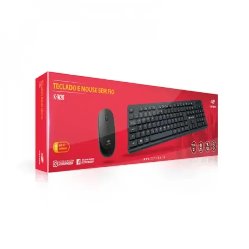 KIT TECLADO + MOUSE S/FIO K W20BK C3TECH