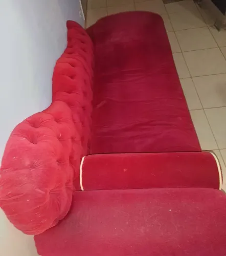 Chaise longue Vinho Estilo namoradeira de Veludo em Bom estado