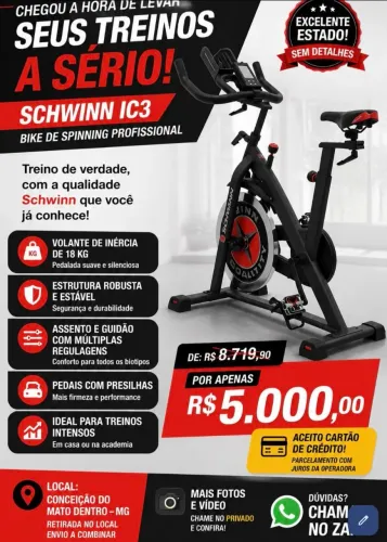 Bicicleta Spinning profissional Schwinn IC3 (usada em ótimas condições)