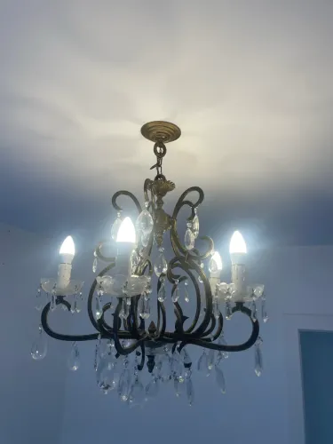 Lustre de Ferro e Cristal com 5 lâmpadas