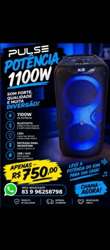 vendo uma caixa de som pulse 1100w preço 750 interessado mande um oi no whatsapp