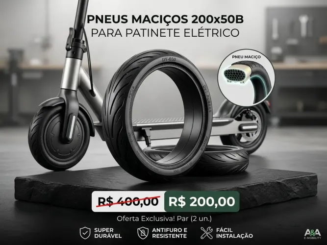 PNEUS MACIÇOS 200x50B PARA PATINETE ELÉTRICO ? PAR POR R$ 200!