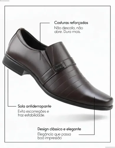 Sapato Social Oxford Masculino Couro Italiano Elegante Fosco