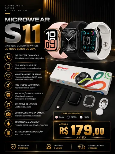 RELOGIO SMARTWATCH S11 - MICROWEAR