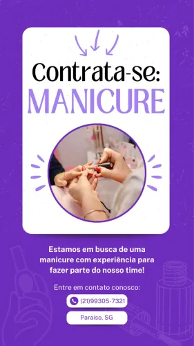 Vaga para manicure e nails design