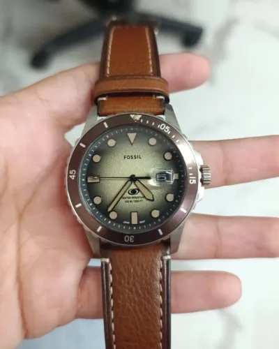 Relógio Fossil Masculino Quartz Aço + Couro 100M | Invar Relógios