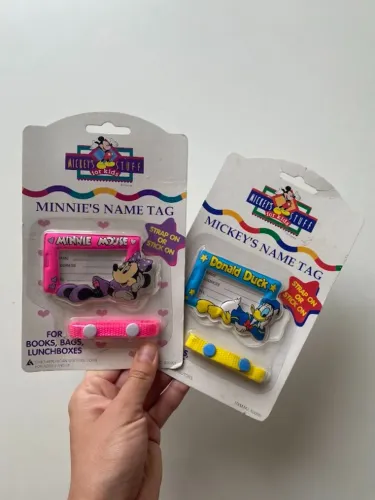 Kit Vintage DISNEY Mickey - Raro e Lacrado - 2 Chaveiros Identificador Mala Minnie Donald 