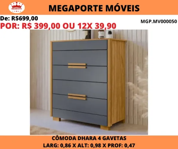 CÔMODA DHARA 4 GAVETAS