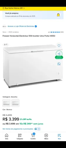 freezer horizontal grande 1 porta