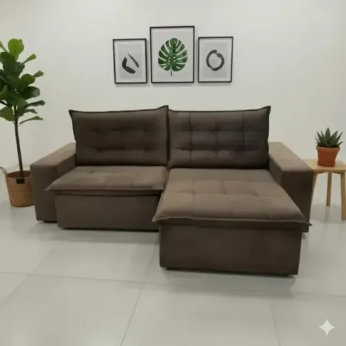Sofá retratil e reclinavel marrom eliza 