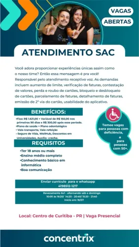Atendimento Bancário- Curitiba/ PR