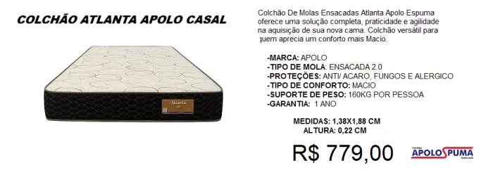 Colchão - altanta - casal - compre hoje e receba em até 72 horas