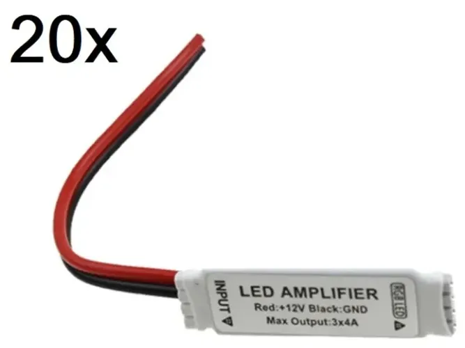 20x Mini Amplificador Fita Led Rgb 4 vias Tensão De Operação 12v