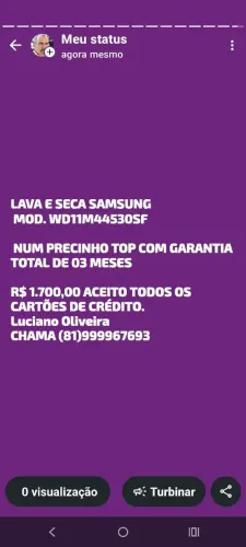 LAVADORA LAVA E SECA SAMSUNG