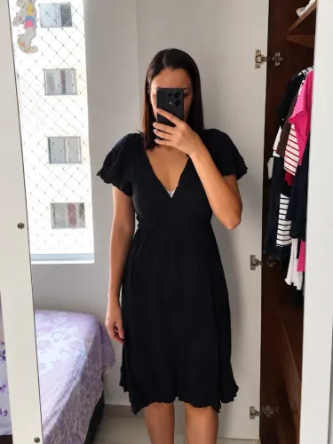 Vestido transpassado, preto, M