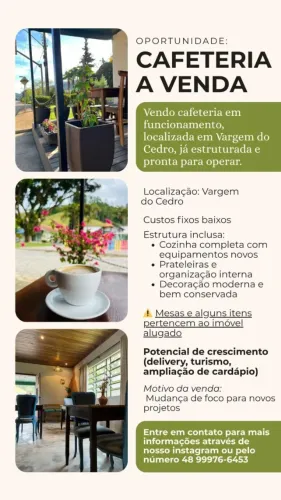 CAFETERIA A VENDA COMPLETO PARA OPERAR