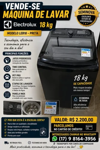 Máquina de Lavar 18kg Electrolux