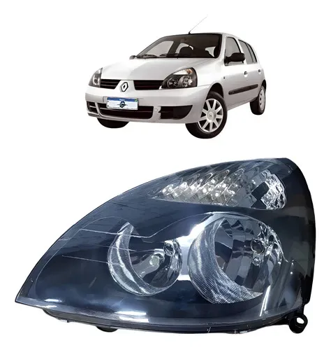 Farol Renault Clio 2003 04 05 06 07 A 2012 Mascara Negra Le Esquerdo/motorista