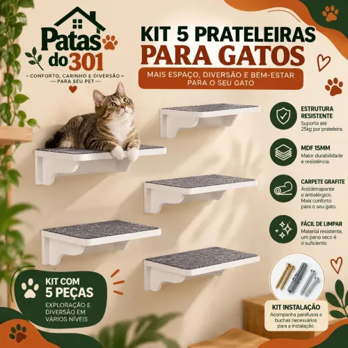 Casinha Suspensa para Gatos MDF Branco - Parede