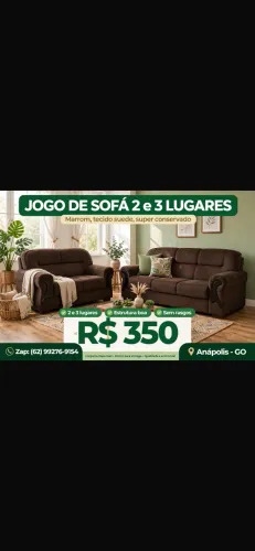 PRA VENDER LOGO!! JOGO DE SOFÁ 2 e 3 LUGARES - R$ 350 ? Marrom, estrutura boa. O jogo co