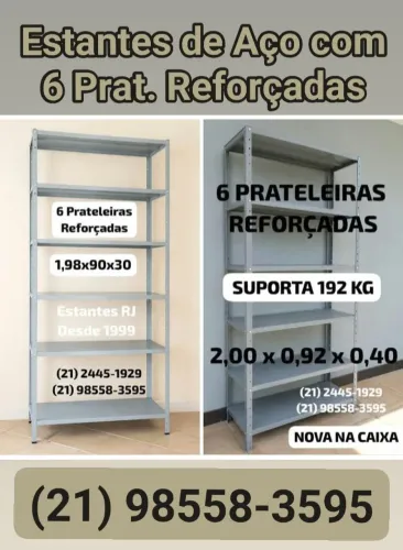 Estantes de Aço c/ 6 Prateleiras Reforçadas | Somente Produtos Novos