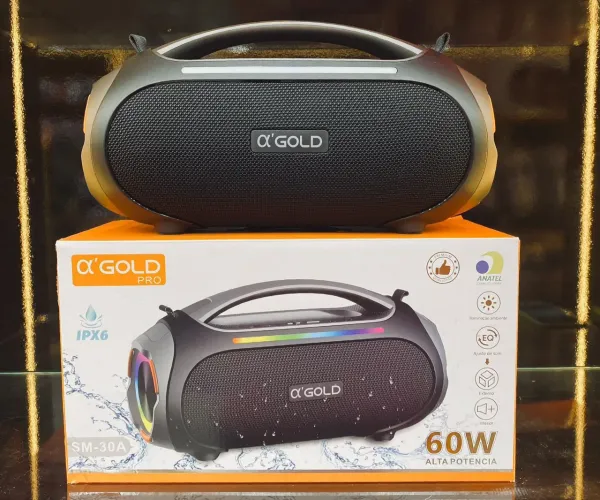  Caixa de som bluetooth 60w<br>Caixa de som Bluetooth A?Gold 60W SM-30A *R$ 600,00* ?caoxa