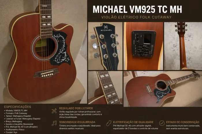 Violão Michael Vm925 regulado por luthier
