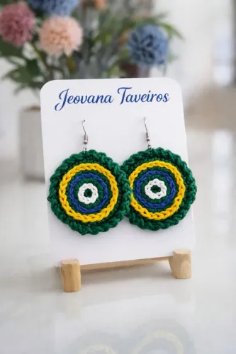 Brinco de crochê do Brasil 