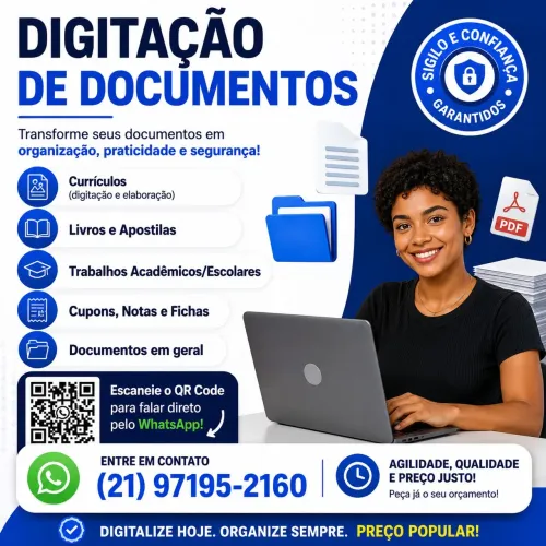 Digitação de Documentos, Curriculos, Trabalhos Acadêmicos e ETC - Preço Popular