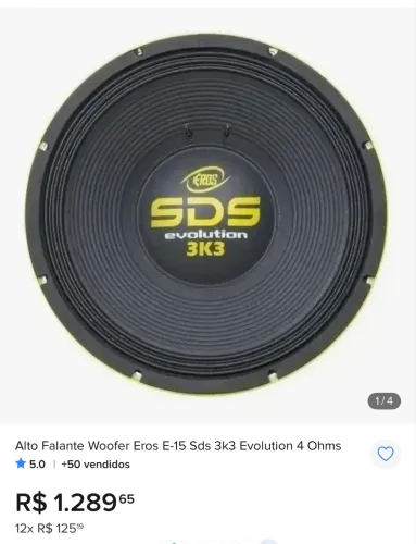Par de alto falante Eros 3k3 de 15 1650rms