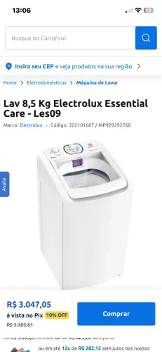 Vendo máquina 8,5kg da eletrolux