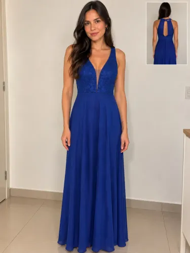 Vestido de festa azul royal