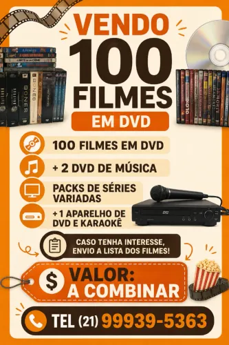 Venda do aparelho de DVD + 100 DVD filmes + séries várias séries + músicas 