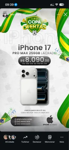 iPhone 17 pro Max 256gb lacrado todas as cores