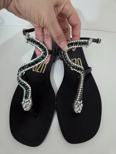 Rasteirinha UZA Flat python preta