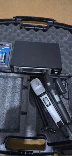 Sistema de Microfones Sem Fio Duplo - Profissional