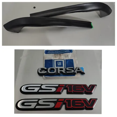 Borrachão bigode + Emblemas GSI16V e escrita CORSA, Original GM Chevrolet e outro similar 