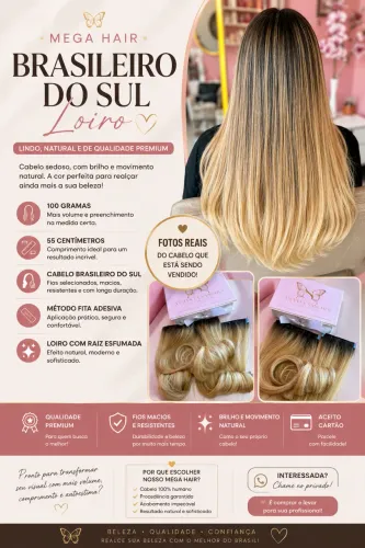 Mega Hair Brasileiro do Sul Loiro 55cm 100g - Fita
