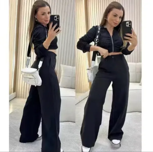 Kit 2 Calça Alfaiataria PREMIUM Com Bolso Cintura Alta 