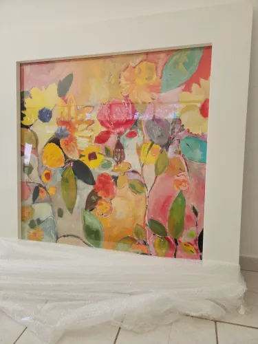 Quadro madeira e vidro 1,15 por 1,15