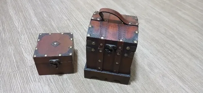 Baús Decorativos em Madeira Estilo Vintage - Kit com 2