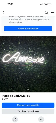 PLACA DE LED ame-se branca