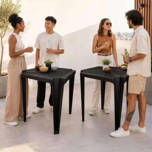 Mesa de plástico quadrada mesa quadrada plástico mesa preta de plástico