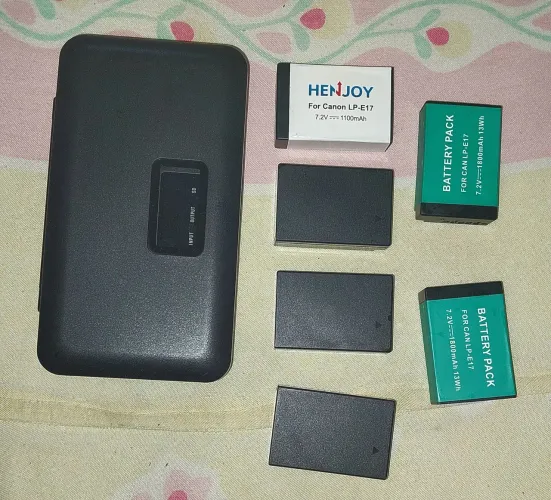 Kit de 6 Baterias compatíveis com LP-E17 e carregador duplo câmeras digitais conservadas